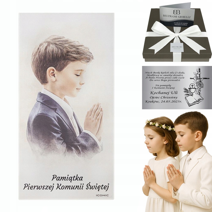 Gravírování Obrazek Památka I. svatého přijímání na dřevě Obraz Svaté Přijímání