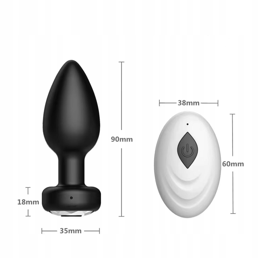 Korek Analny Wibrujący Maly z Pilotem Anal Plug 10 Trybów 9 cm x 3,5 cm