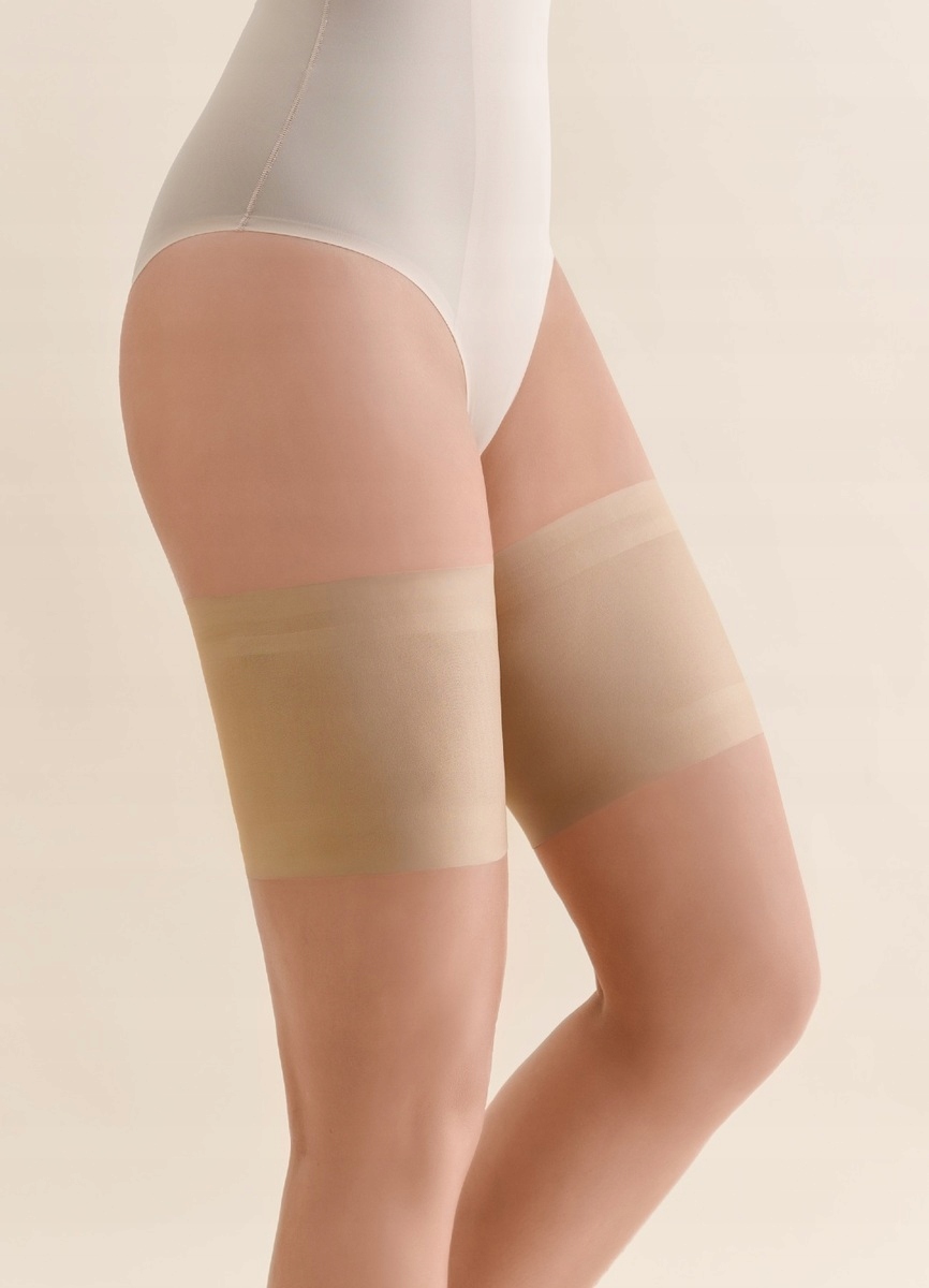 Opaska na Uda 3/4 Przeciw Otarciom Satynowa Gabriella Beige Beżowa Gładka Kolekcja Plus Size