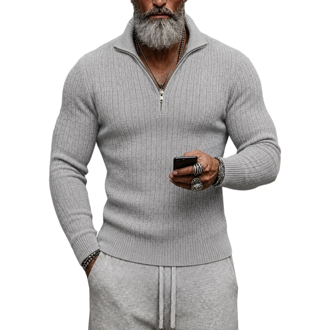 Svetr Stojka Rolák Pánský Slim fit Athletic Elastický Pružný