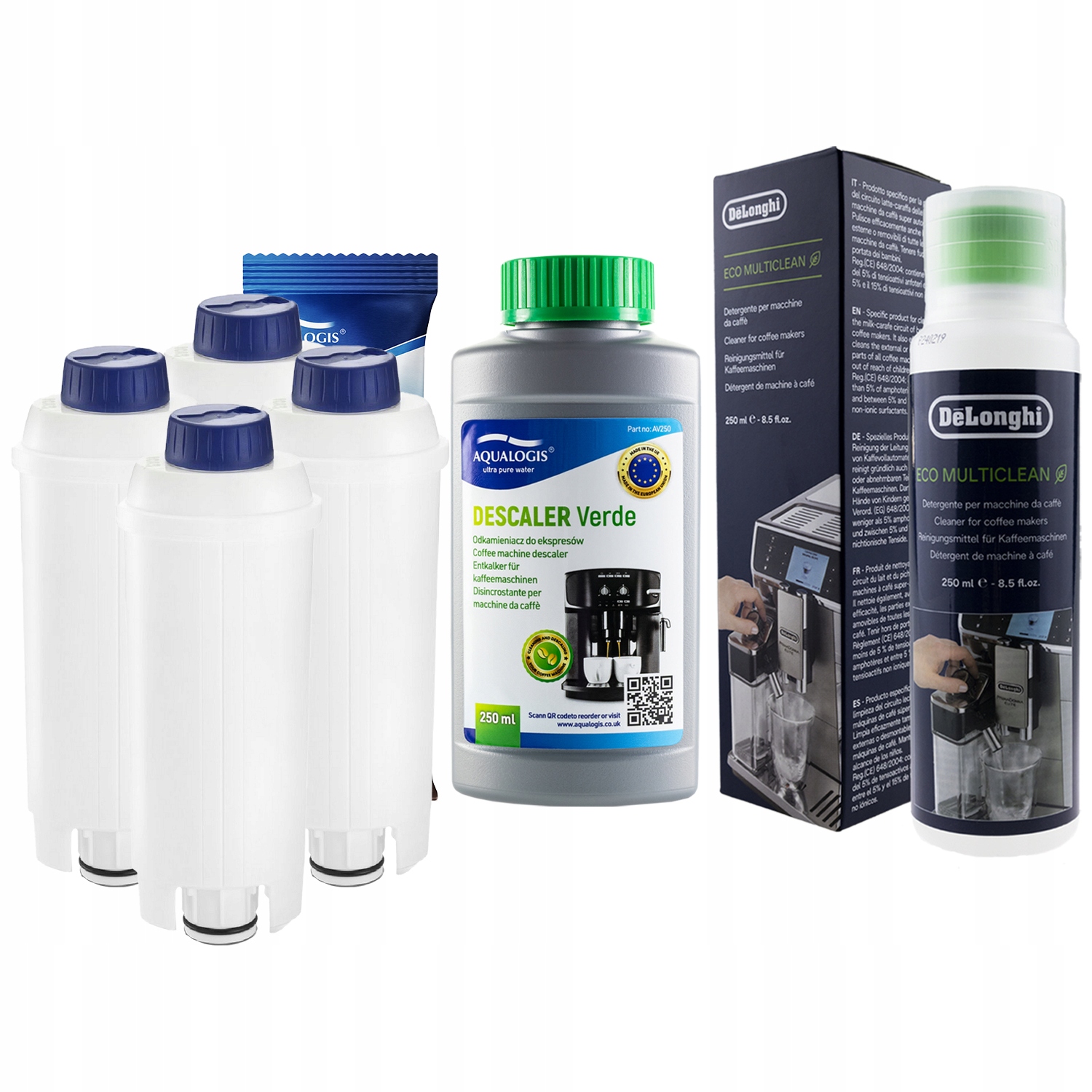 4x Filtr do kávovaru Delonghi AL-S002 3013 250 ml Odvápňovač 250 ml