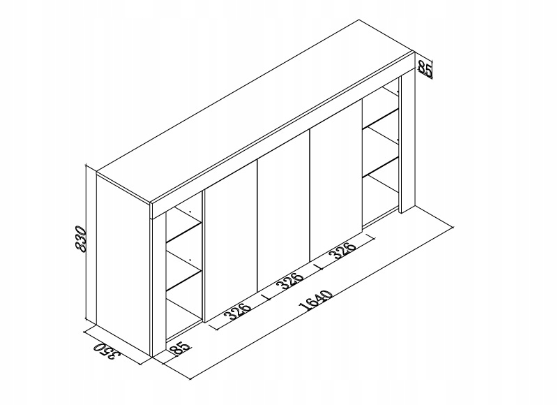 KOMODA STOLIK SZAFKA DĄB/BIAŁY POŁYSK RTV E115 Kolekcja Modern