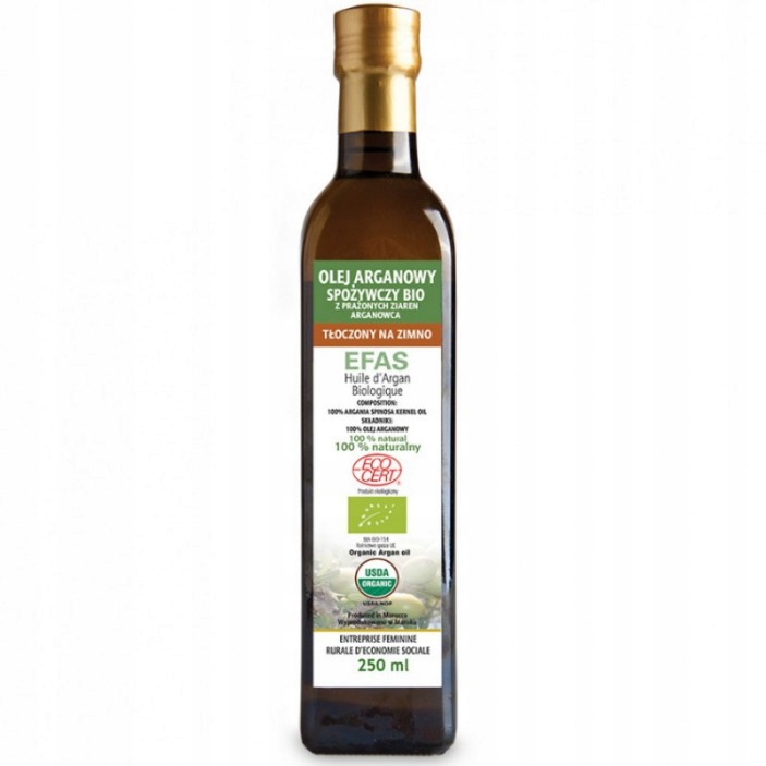 Olej arganowy spożywczy nierafinowany Efas 250 ml/szklana butelka