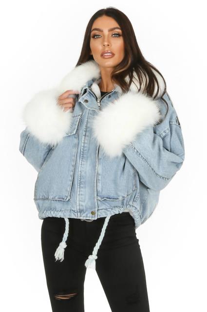 

Kurtka Jeansowa Z Futerkiem Katana Futerko Miś S