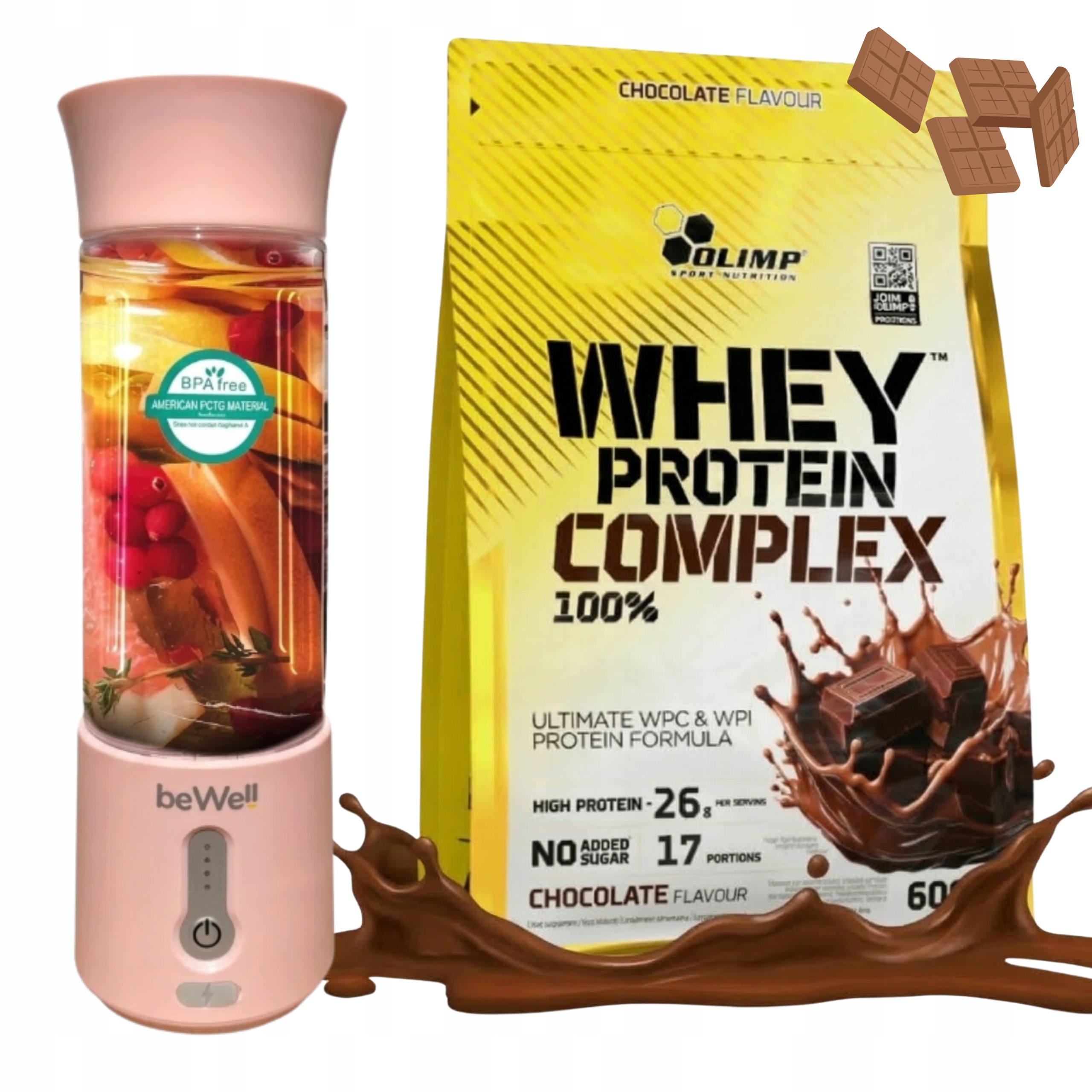 Protein Olimp Wpc Whey Protein Complex 600 g Bezdrátový mixér beWell