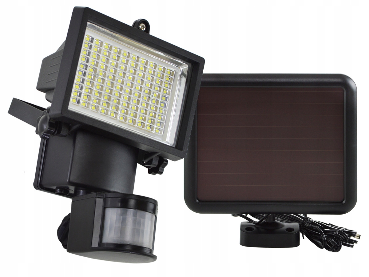 SOLARNY NAŚWIETLACZ 100 LED Z CZUJNIKIEM RUCHU Zasilanie solarne