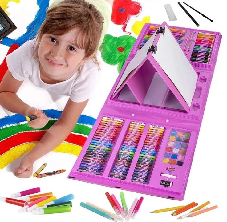ZESTAW ARTYSTYCZNY DO RYSOWANIA 208 ELEMENTÓW DLA DZIECKA TABLICA + WALIZKA Płeć chłopcy dziewczynki unisex