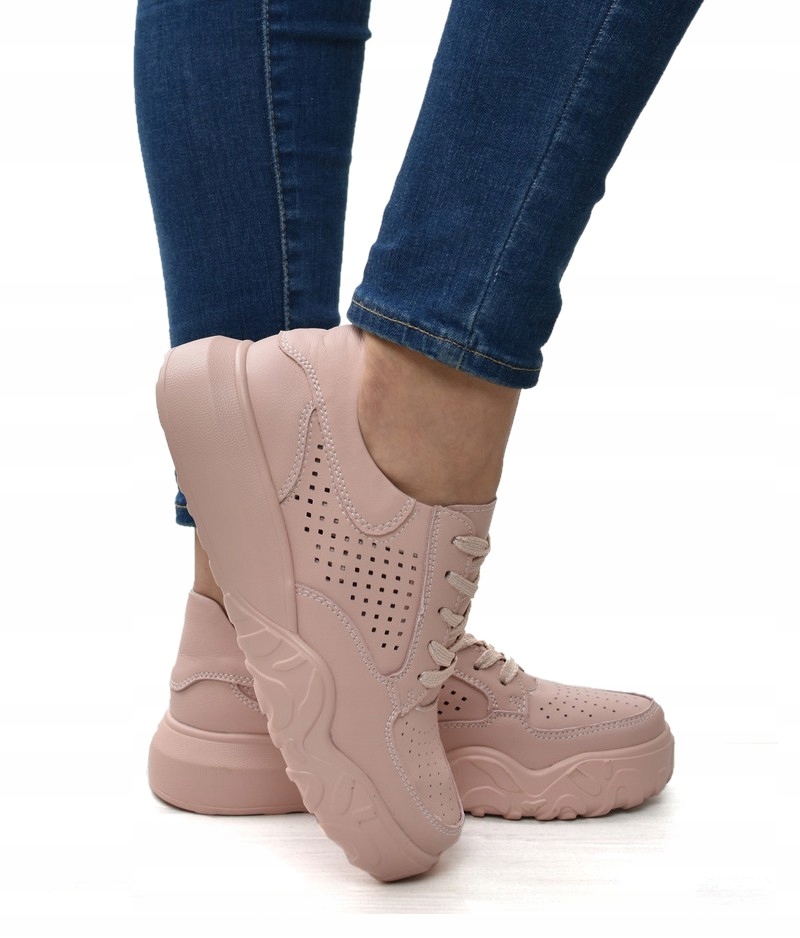 

Sneakersy skórzane ażurowe Vinceza 8700 Różowe 39