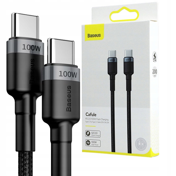 

Kabel Usb-c Usb-c, Baseus Cafule, 5A, 100W, 2m