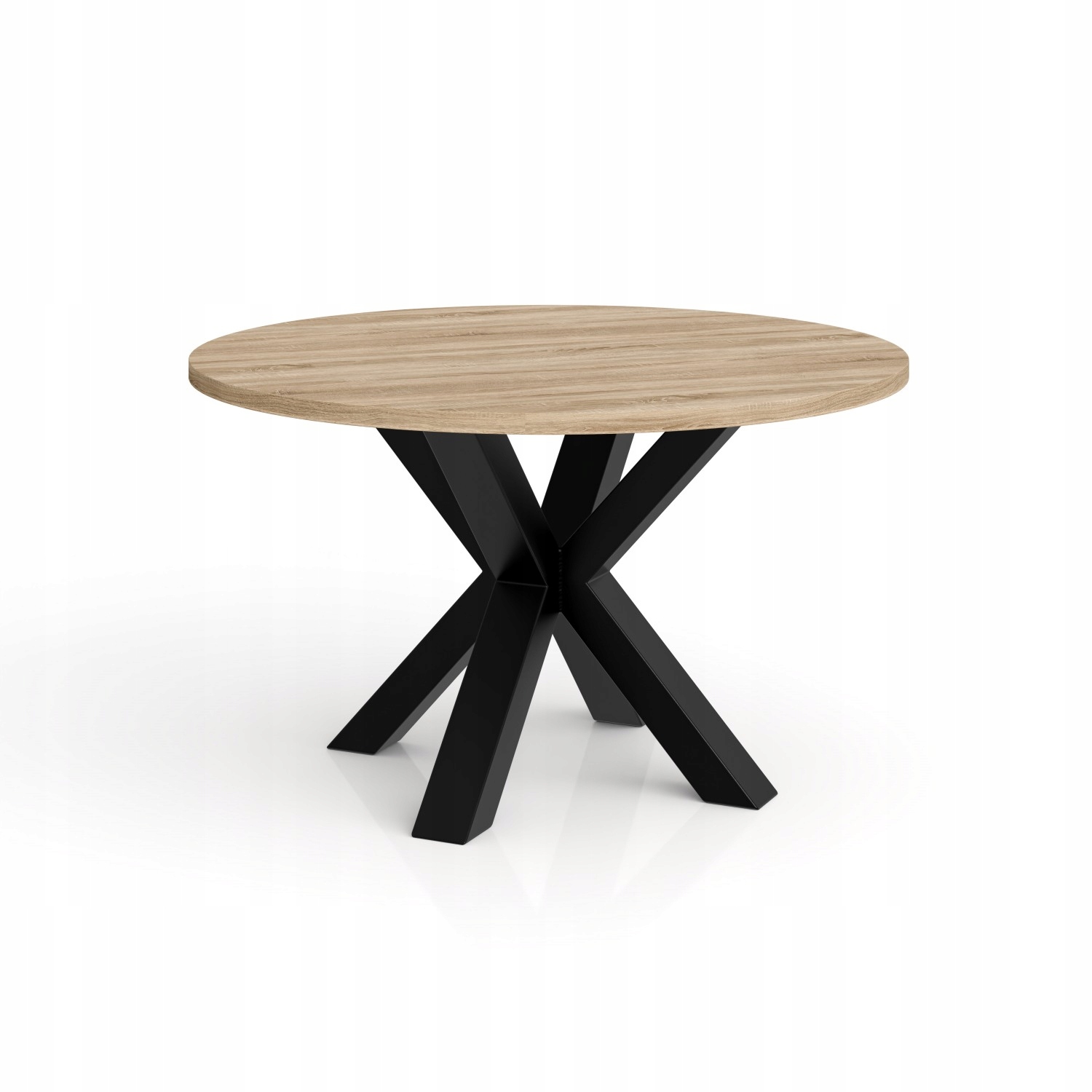 Kulatý konferenční stolek Noe 60 fi 58 cm, deska dub sonoma/černé nohy