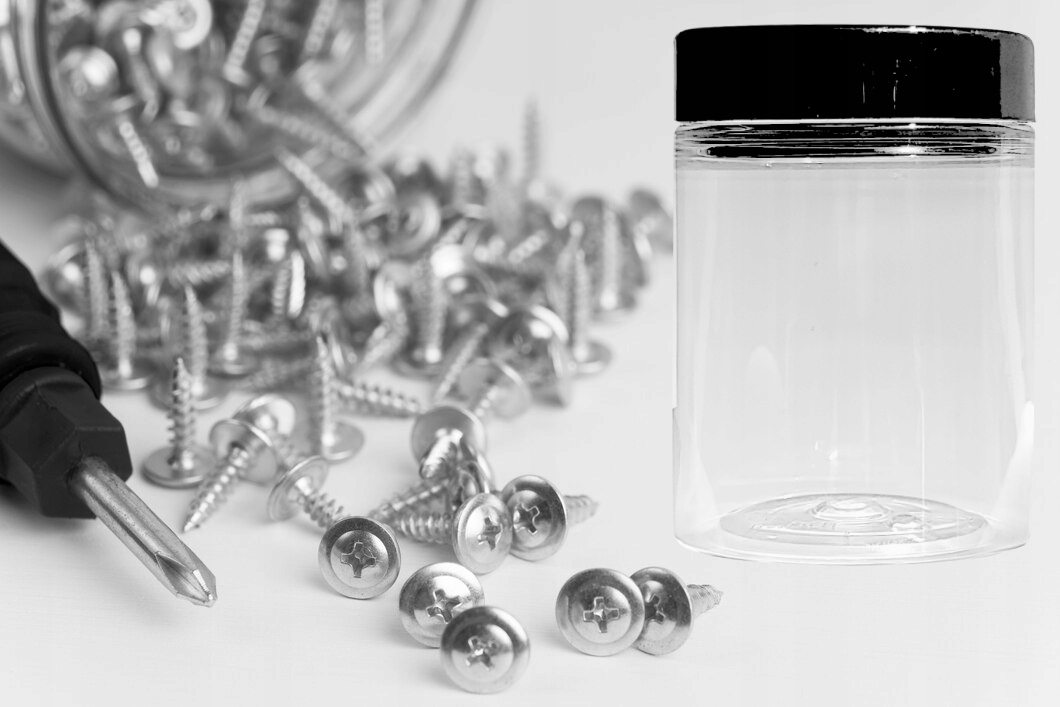 SŁOIK na przyprawy 100ml x6 pojemnik plastikowy z nakrętką Z55 ZESTAW Kolor czarny przezroczysty