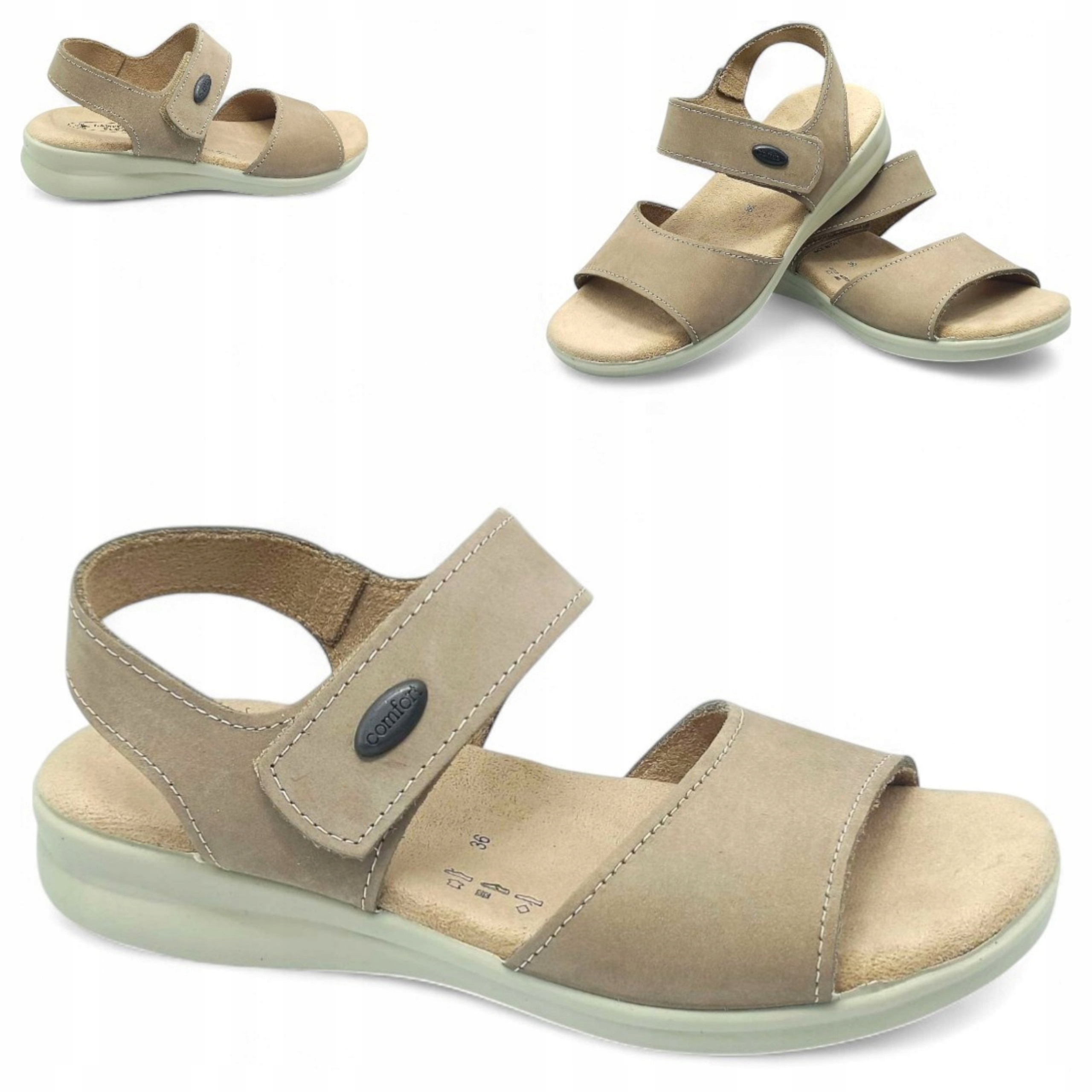 38 Sanital flex Dámské sandály z přírodní kůže na nízkém podpatku, lehké