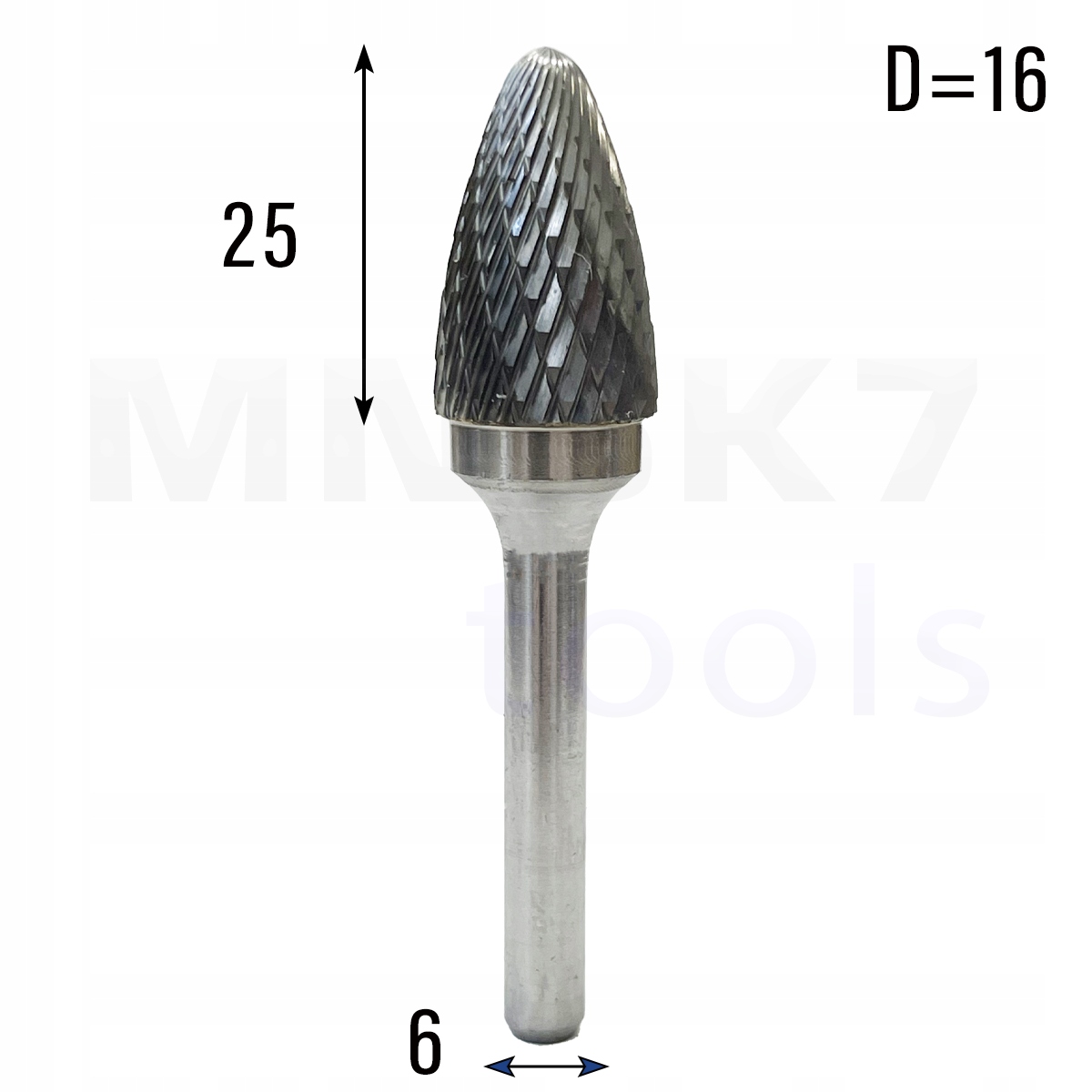 Frez pilnik obrotowy do metalu 6 mm * 16 mm Vhm Hrc 65 Typ F