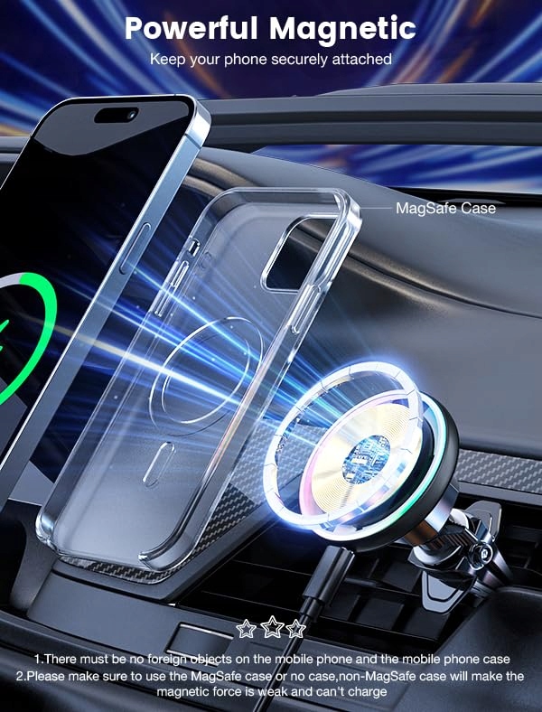 MOKPR Magnetyczny Uchwyt Samochodowy Magsafe z Ładowaniem iPhone — miniatura 5