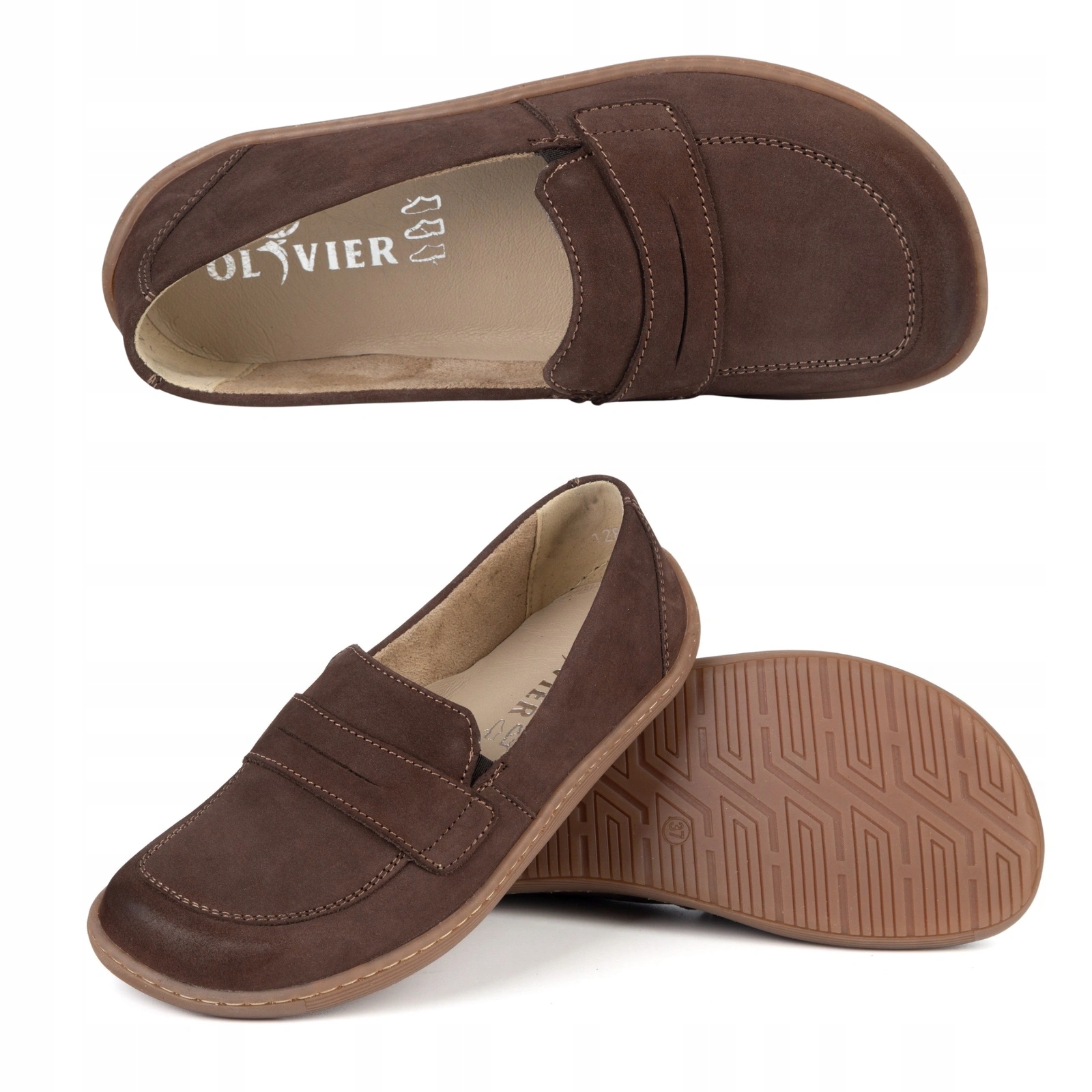 Barefoot Elegantní dámské minimalistické mokasíny 1280 hnědé 42