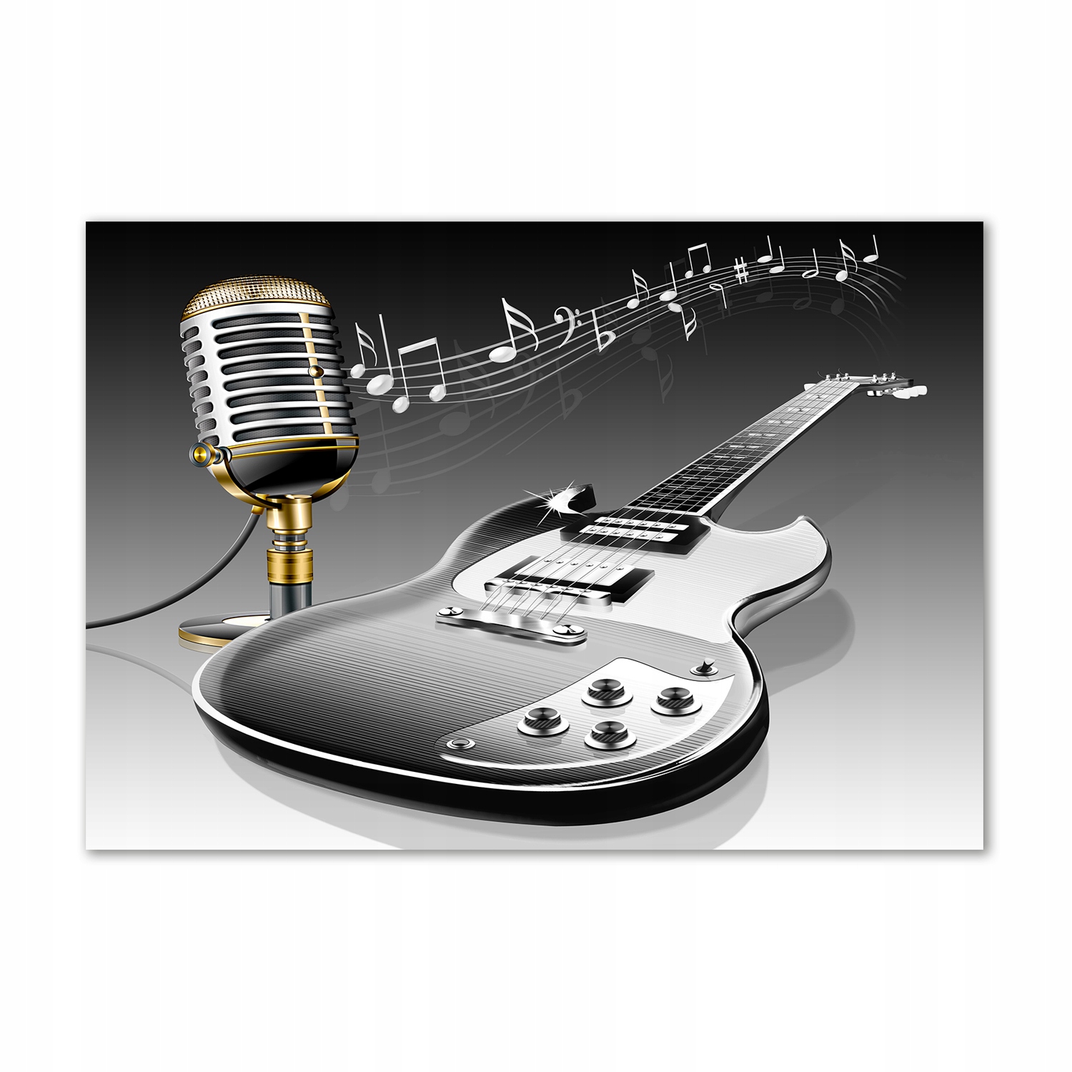 

Foto-obraz szklany Gitara i mikrofon 100x70