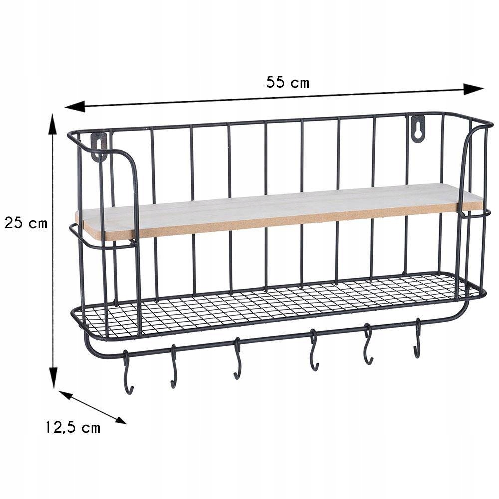 Półka ścienna KUCHENNA WIESZAK na Kubki ściereczki 2 półki Organizer Loft Marka Excellent Houseware