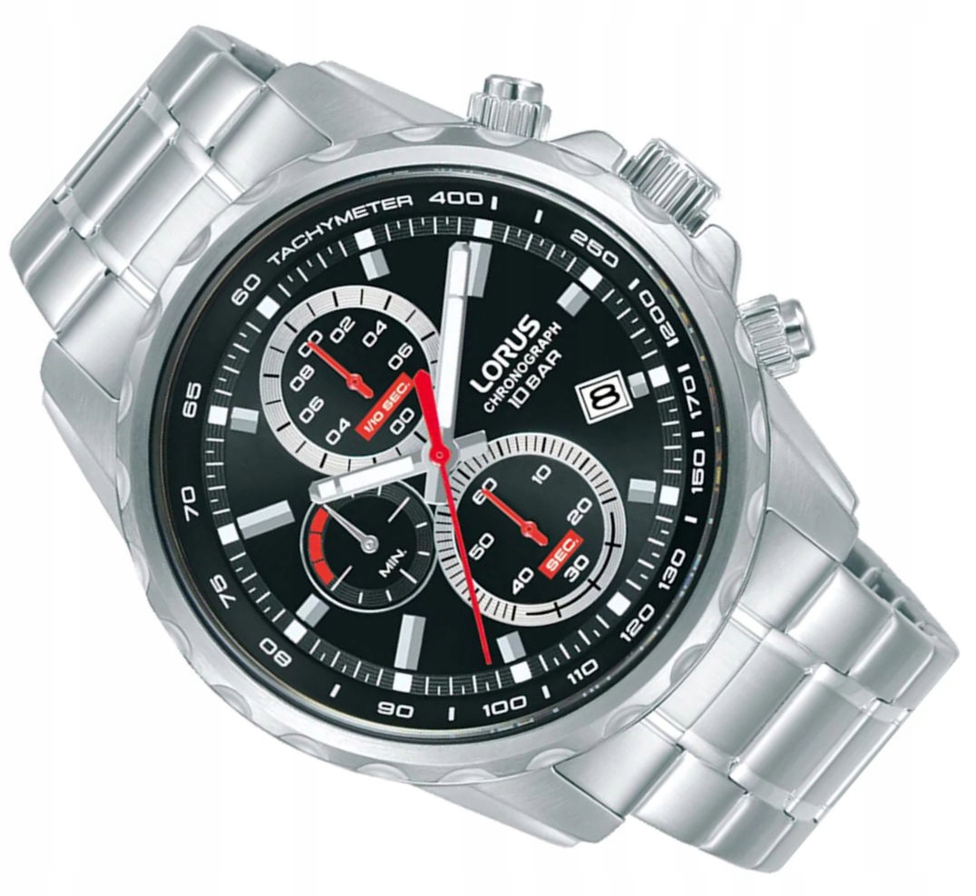 Ocelové Pánské Vodotěsné Sportovní Hodinky Lorus Chronograf RM371JX9 100M