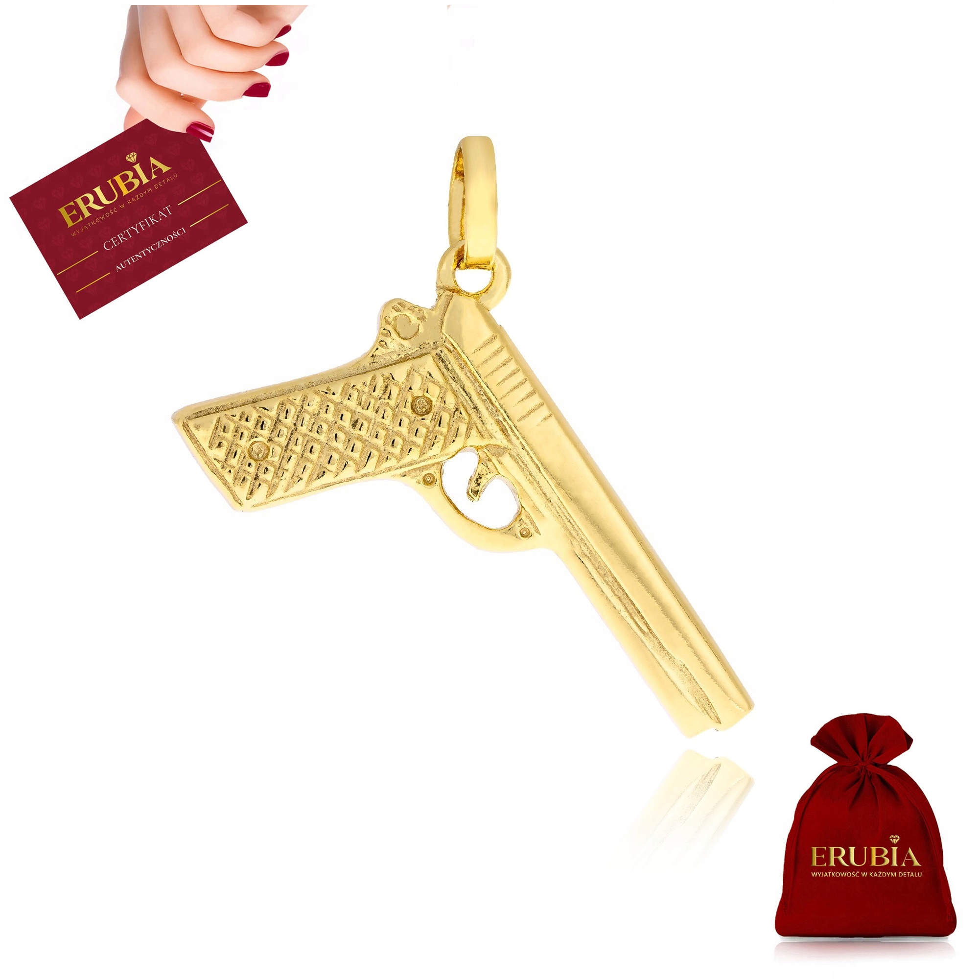 Pozlacený Přívěsek Stříbro Ryzost 925 Přívěsek Pistole Na Řetízky Dárek