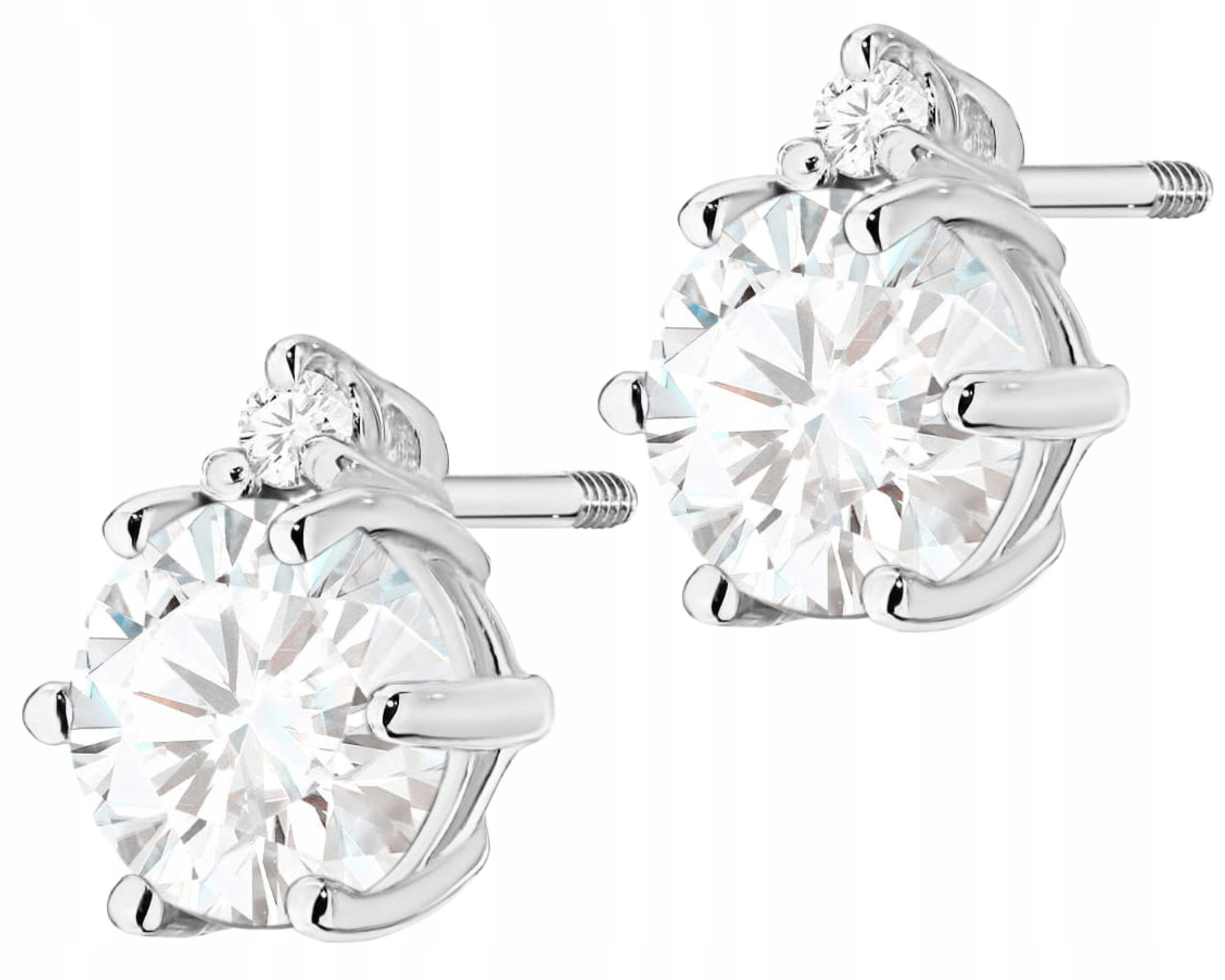 Bílé Zlato Náušnice S Bílým Safírem A Diamanty Ryzost 585 14K Dárek