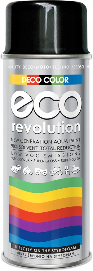 Farba lakier spray Eco Revolution Czarny RAL9005 połysk Eko