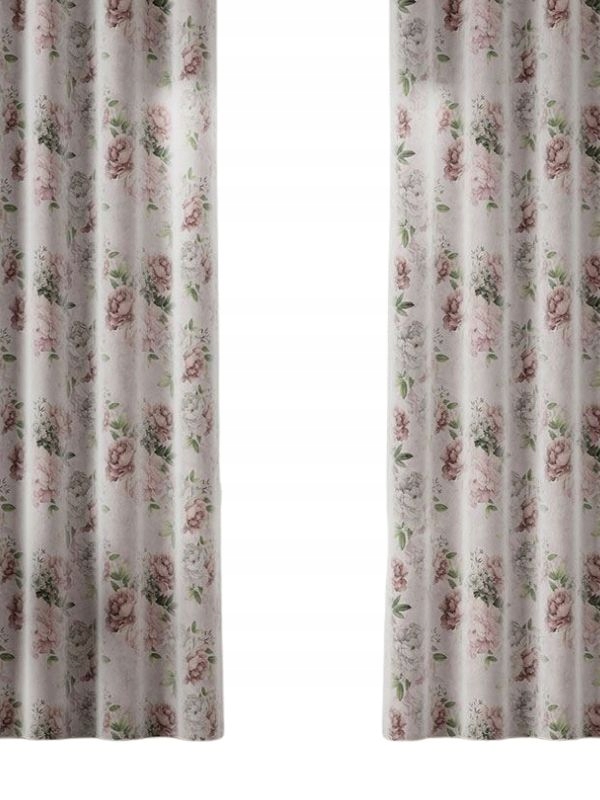 Závěsy Komplet Welwet Květiny s páskou na žabky Tunel 2ks šířka 135x250