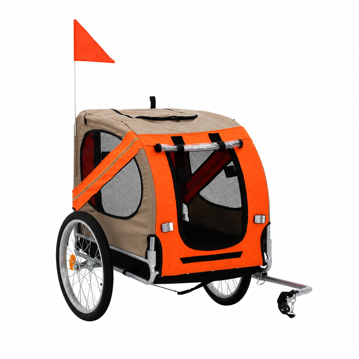 Przyczepka Rowerowa Dla Psa 137x73x90 CM Transporter Pomarańczowa