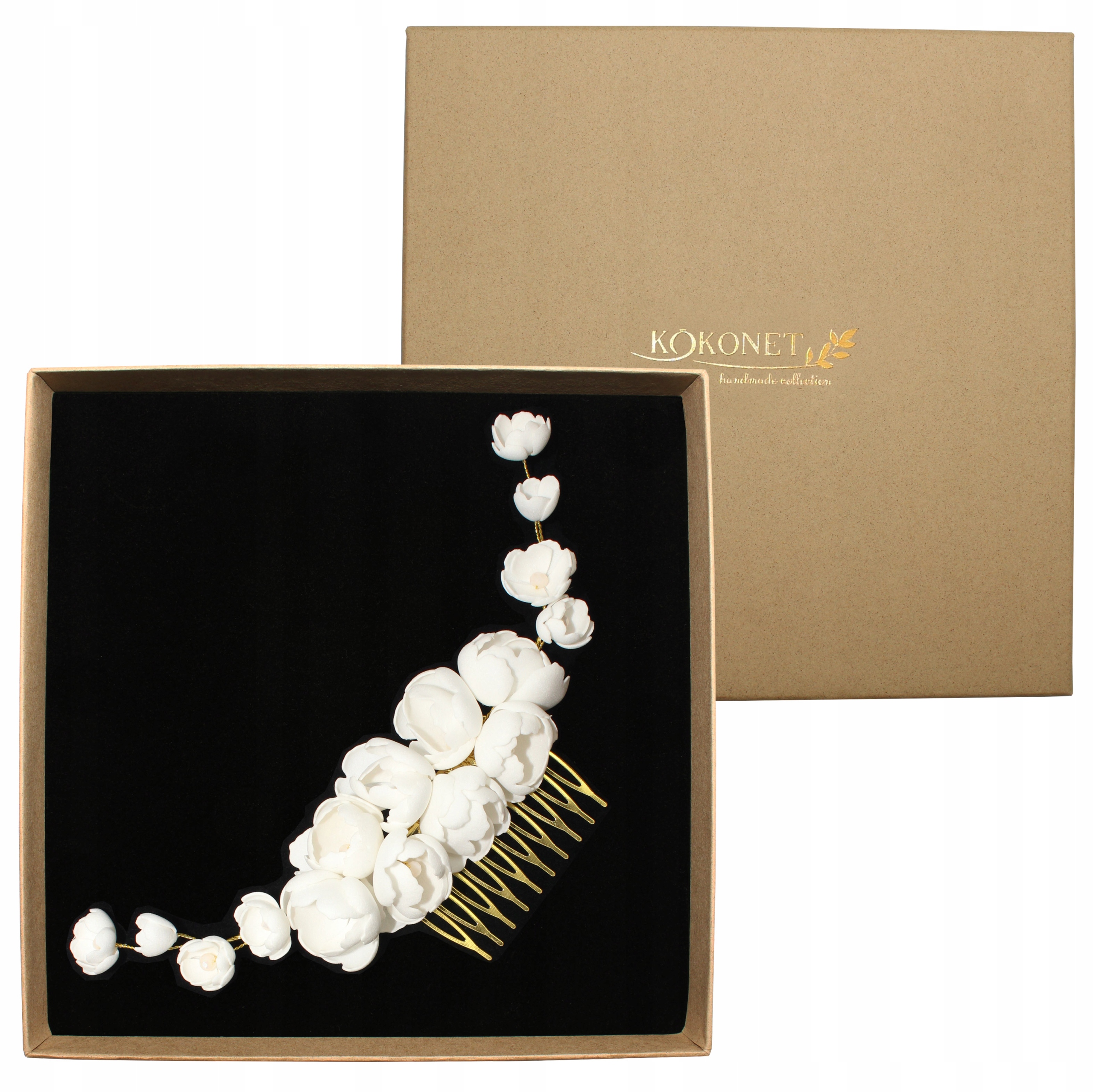 Zlatý květinový hřeben na účesy, ručně vyrobená ozdoba na svatbu