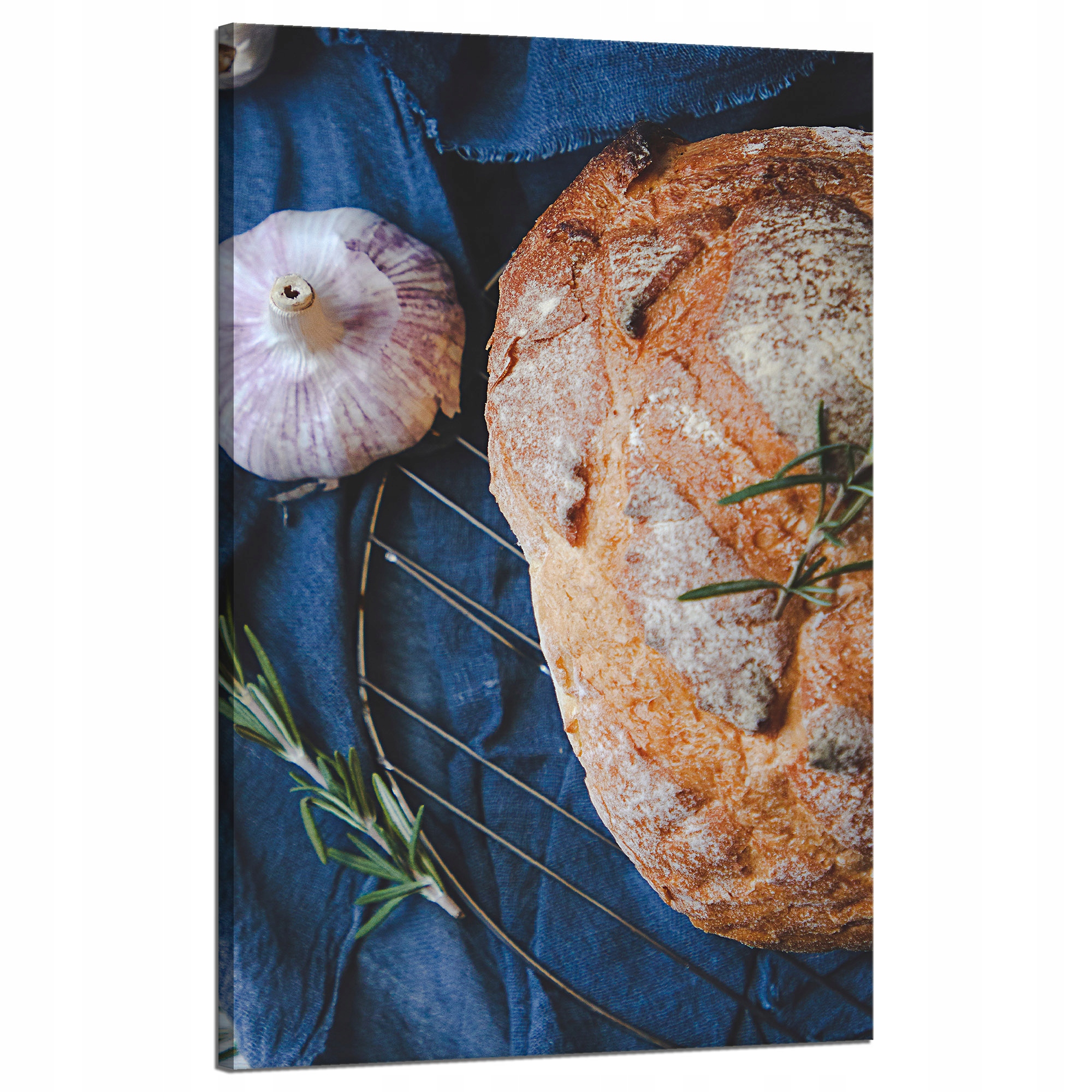 Obraz na plátně Chléb Česnek Snídaně Rozmarýn Vintage 50x80