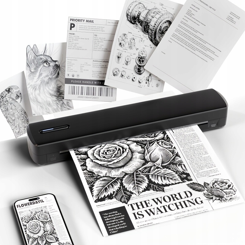 Přenosná Termální Tiskárna Bluetooth A4 Tattoo 10 ks Kalka