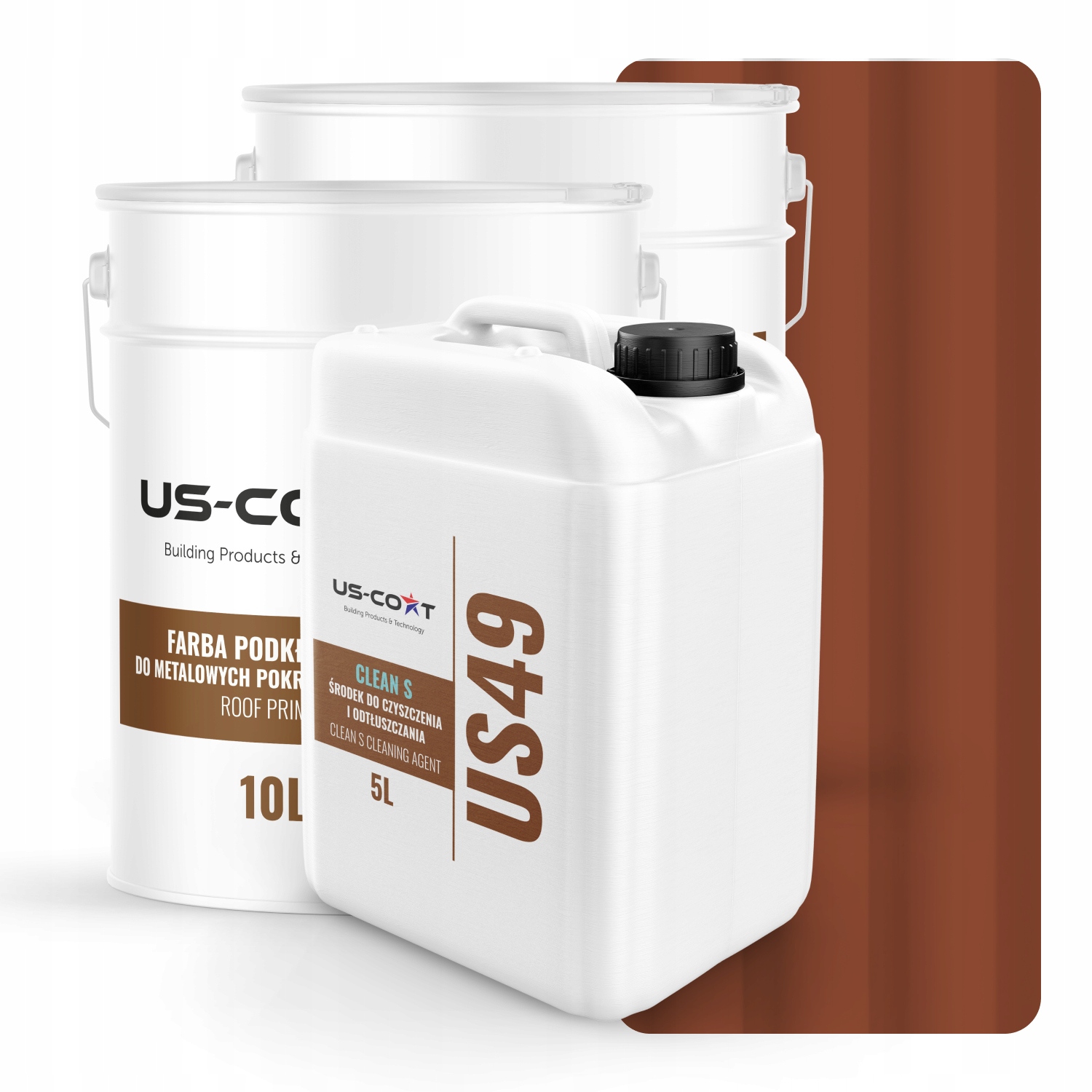 Farba Na Strechu Kovovú Oceľovú Podklad Odmašťovač Tehlová RAL8004 74m2 Satén