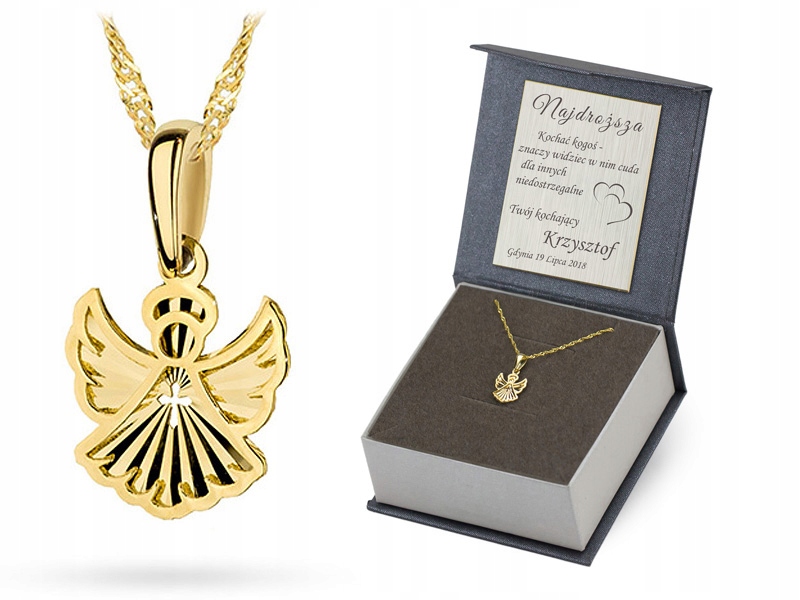 

Łańcuszek Złoty 333 Medalik Aniołek Chrzest Grawer