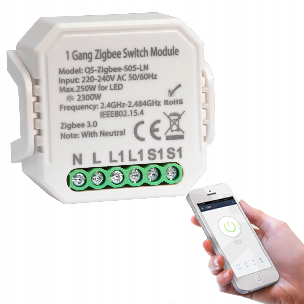 

Przełącznik Światła ZigBee 1-KANAŁOWY Tuya Smart