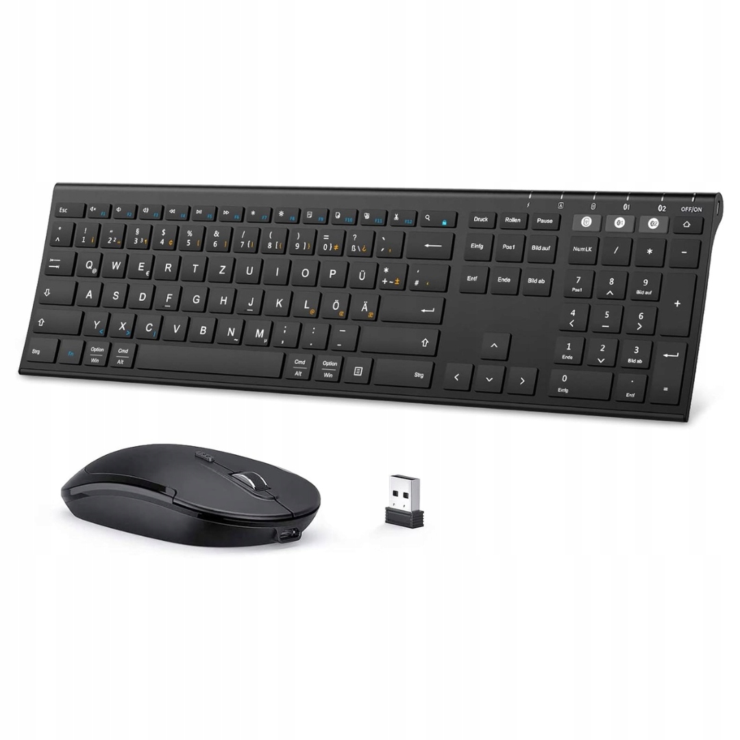 Klawiatura i Mysz Bezprzewodowa Seenda Dual Bluetooth 2,4GHz Qwertz Czarna