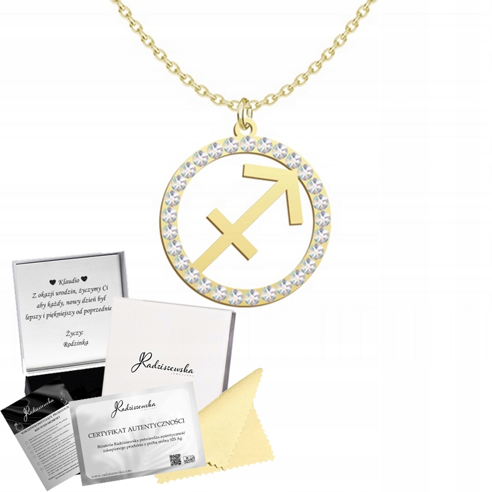 Zlatý Řetízek Znamení Zvěrokruhu Střelec Krystaly Stříbro 925 Dárek K Přání