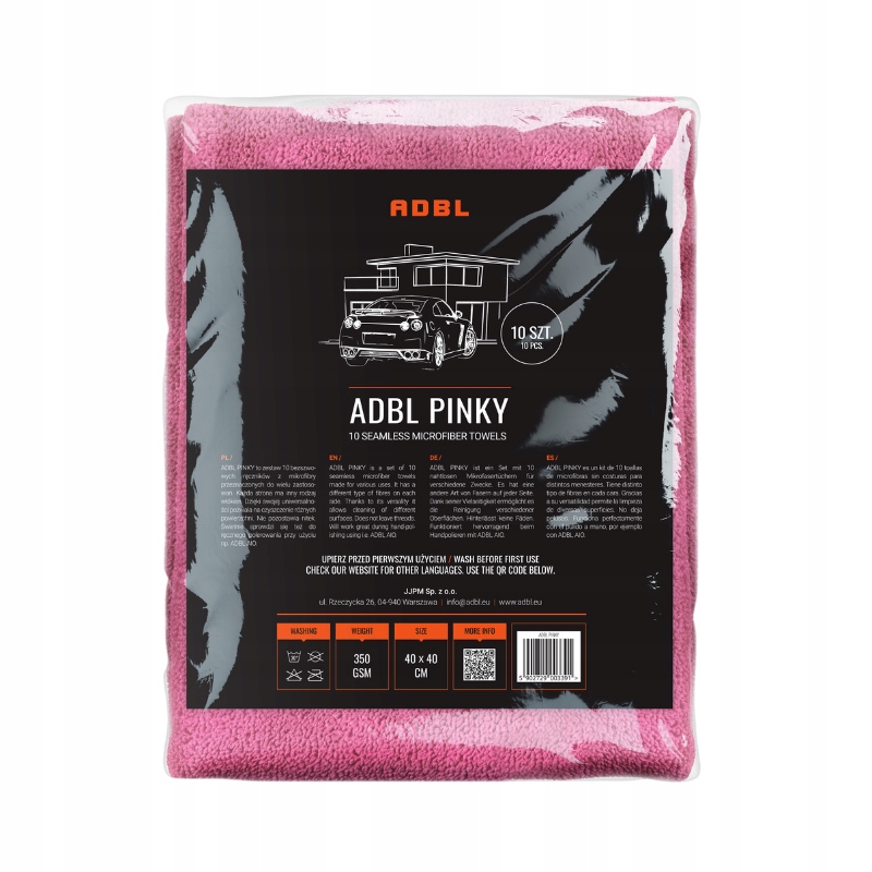 Adbl Pinky 40x40cm 350GSM 10szt. mikrofibra bezszwowa
