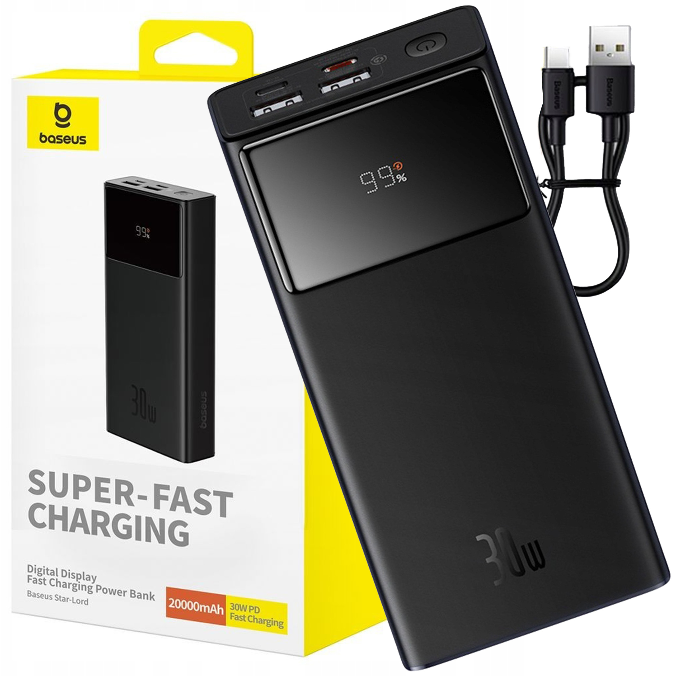 Baseus Power Bank 20000 mAh 30W S Rychlým Nabíjením Usb-a Usb-c Star Lord