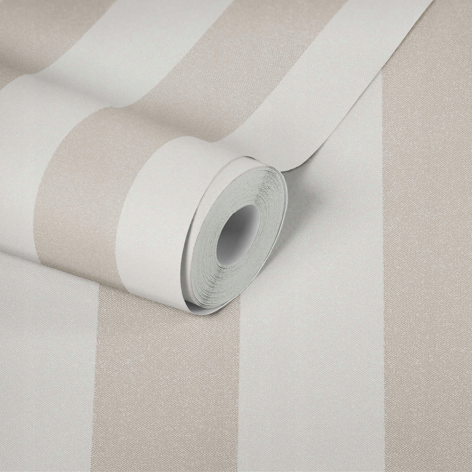 tapeta w beżowe pasy paski imitujące płótno Marka AS Creation