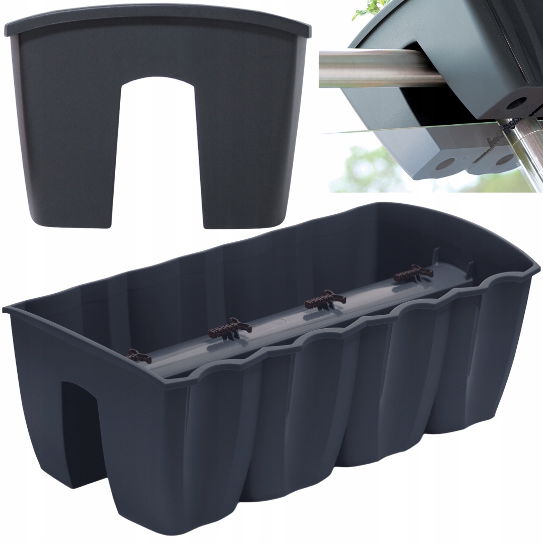 

Doniczka skrzynka balkonowa na balustradę antracyt