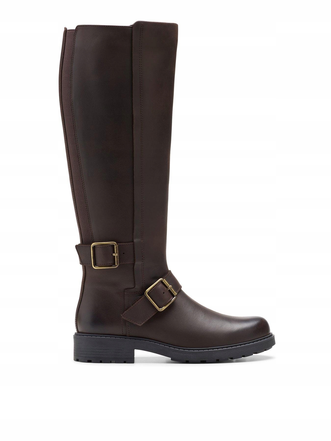Clarks Hnědé Kožené Kozačky Na Zip (35,5)