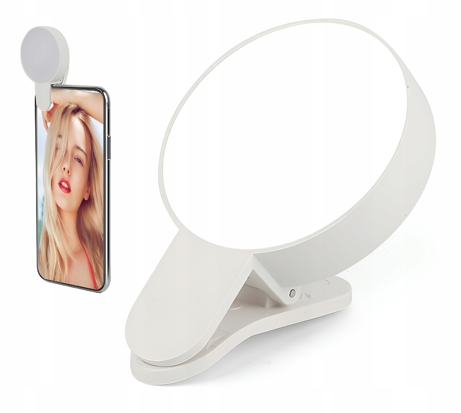 LAMPA PIERŚCIENIOWA 9 LED KLIPS do TELEFONU SELFIE MAKIJAŻU STREAM LAMPKA