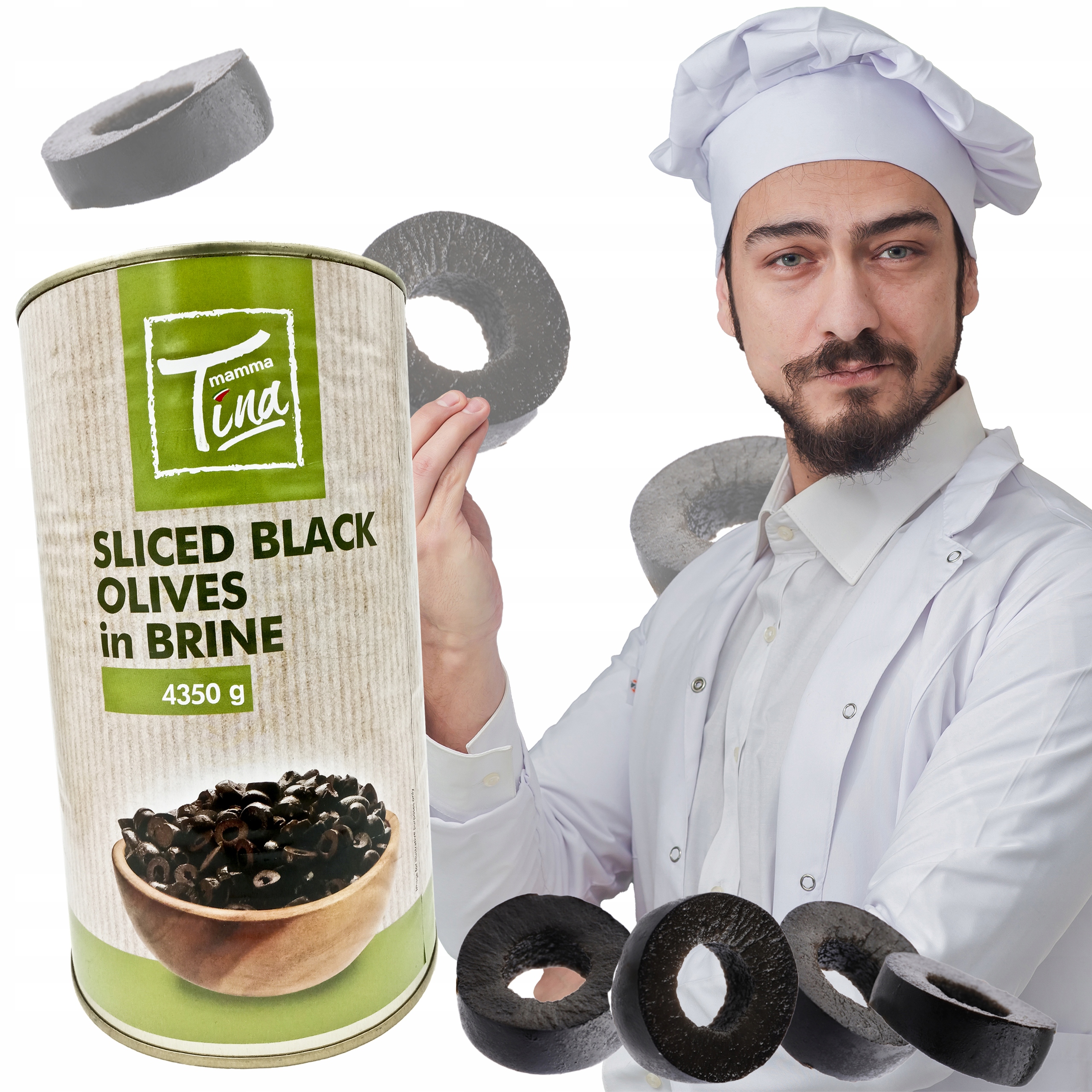 Černé Olivy Krájené 28/32 Plechovka 4350 G