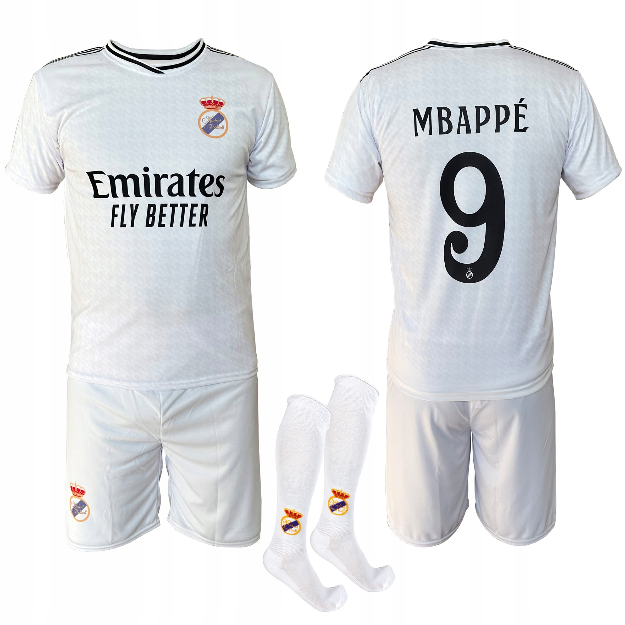 Mbappe Real Madryt strój komplet piłkarski koszulka spodenki getry 164