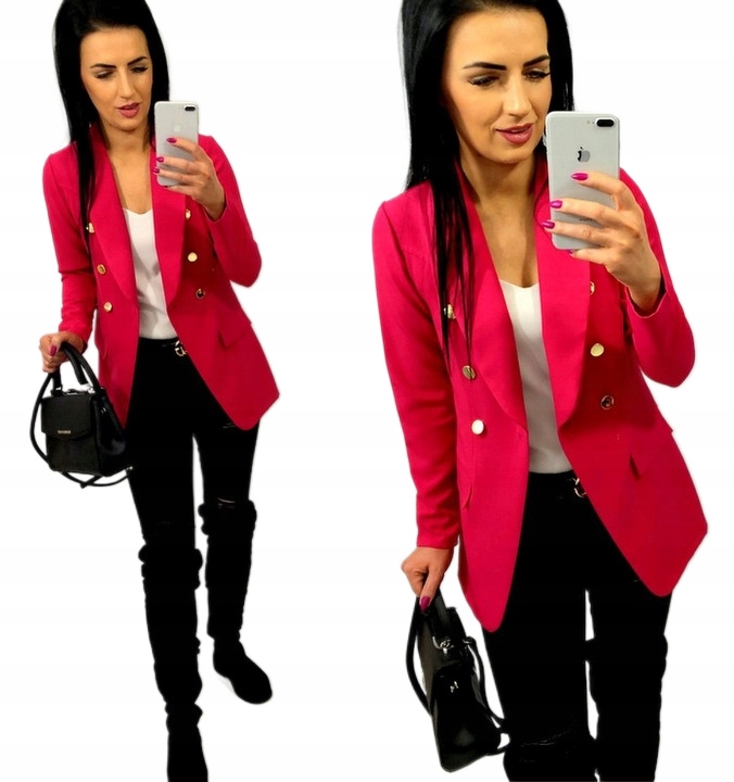 Sako se zlatými knoflíky Elegantní amarantové dvouřadé S