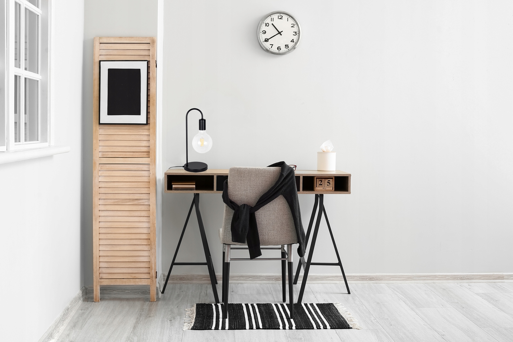 Lampka stołowa nocna czarna prosta loft LED Kod producenta 0221