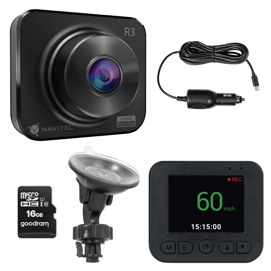 Wideorejestrator Navitel R3 - Auto-Start, G-sensor + Karta 16 GB Goodram