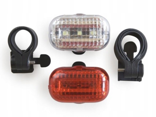 ZESTAW LAMP ROWEROWYCH PRZÓD TYŁ 3 LED 2 AAA FNWZ1 MACTRONIC