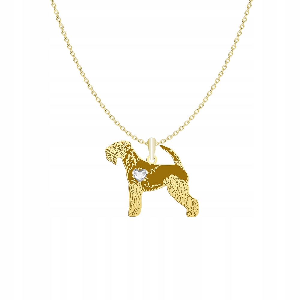 Zlatý náhrdelník s psem Lakeland Terrier 925 Řetízek Gravírování Bonus