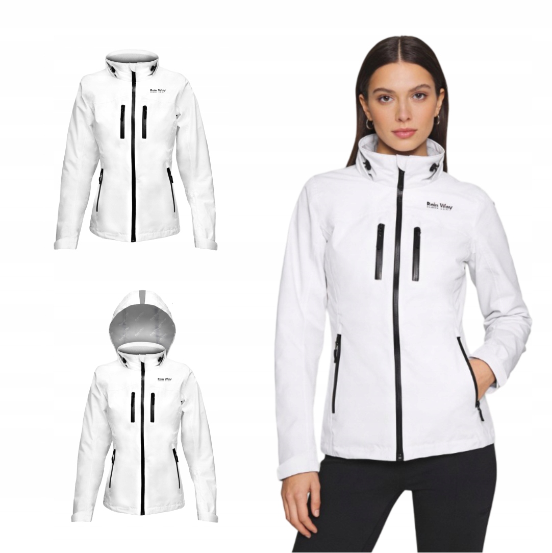 Dámská námořnická bunda s kapucí, zateplená, větruodolná, bílá, velikost L