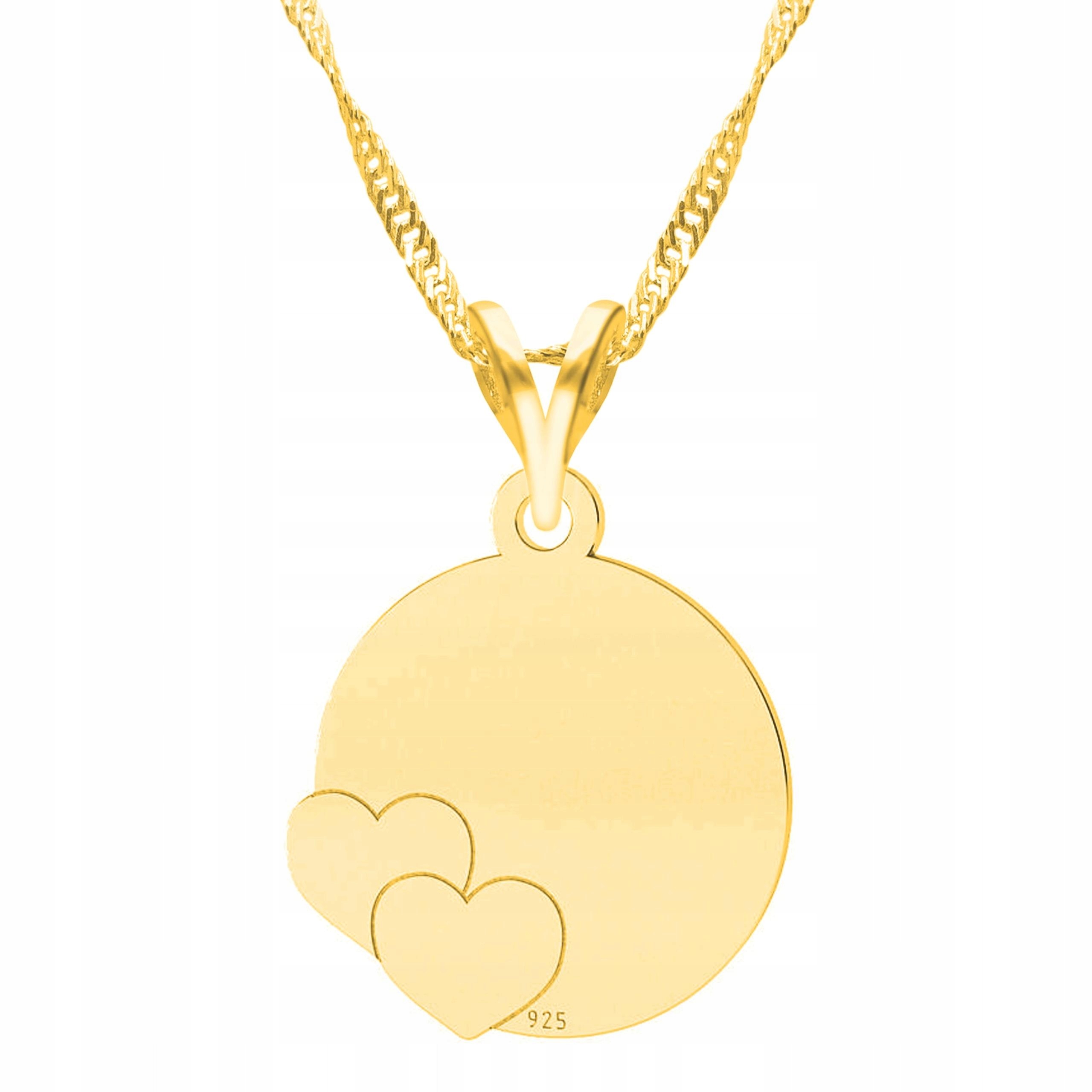 Zlatý náhrdelník se srdíčky Plech Srdce Srdíčka Stříbro 925